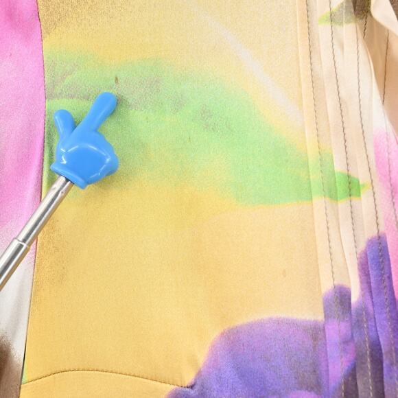 Vtg Y2k ROBERTO CAVALI Womens Silk Top Size 8 Floral Satin V Neck Button Fairy - Picture 13 of 13